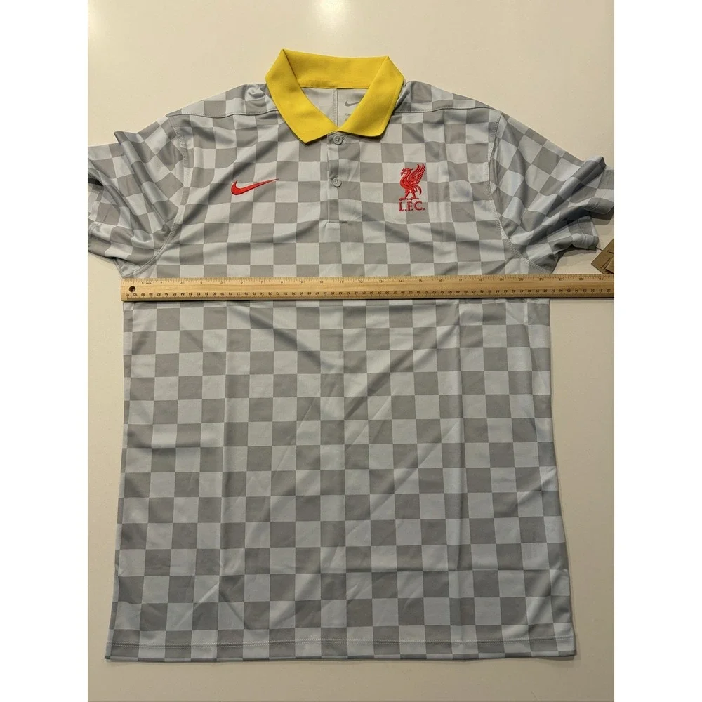 Nike Liverpool FC Victory Polo Shirt Mens M Dri-Fit FQ3127-077 Grey Checkered